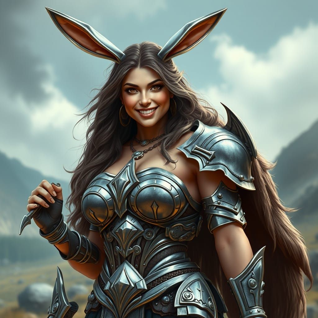 Valkyrie Warrior Goddess in Cyberpunk Armor