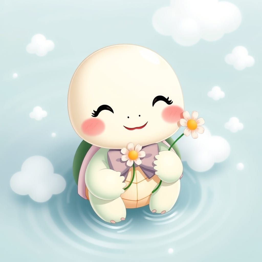 Kawaii Turtle in Pastel Colors