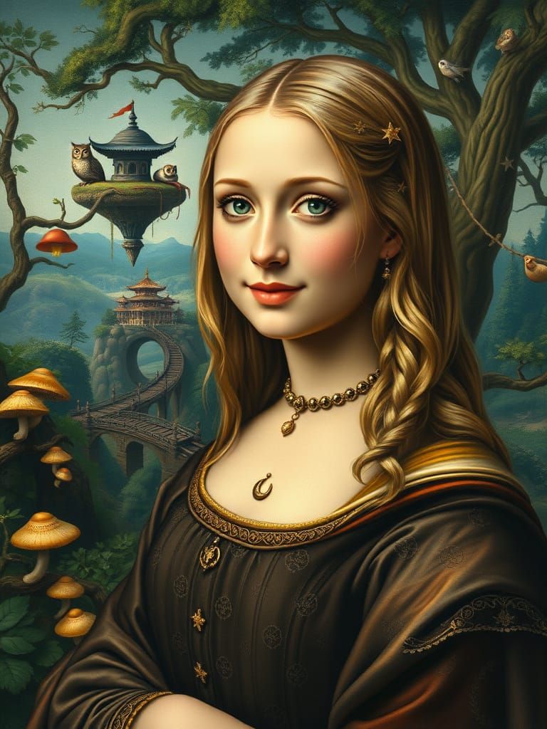 Enigmatic Goth Goddess in Surreal Forest Landscape