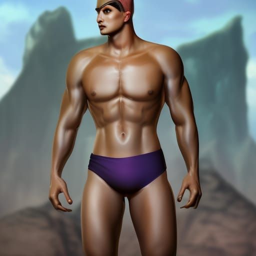 Man in Speedo: Detailed Fantasy Concept Art