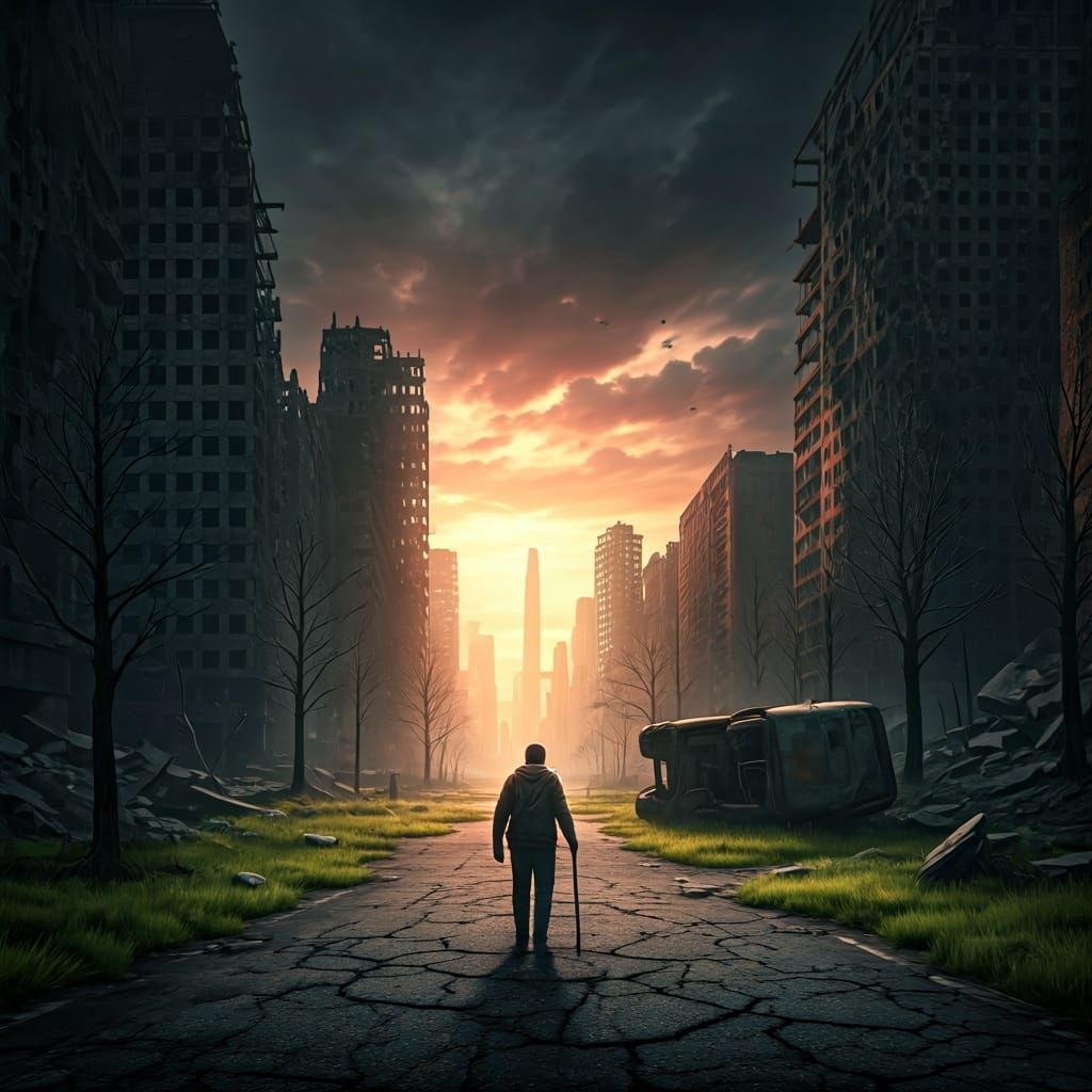 Post-Apocalyptic Urban Wasteland: A Lone Survivor