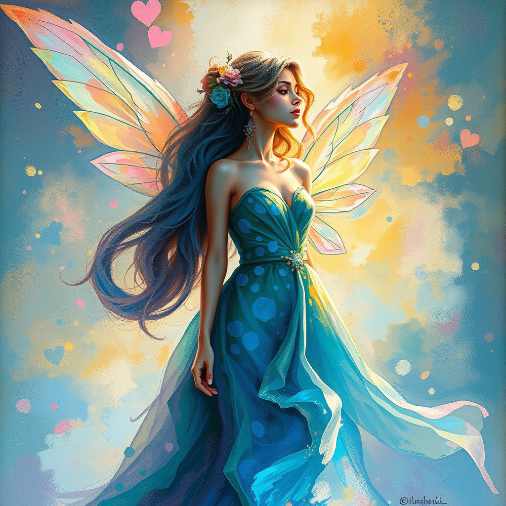 Iridescent Fairy: Impasto Gouache Masterpiece