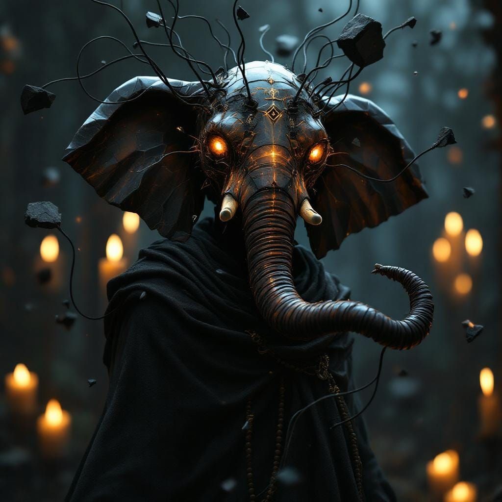 Marble-Skin Mask in Candlelit Baroque Dreamscape