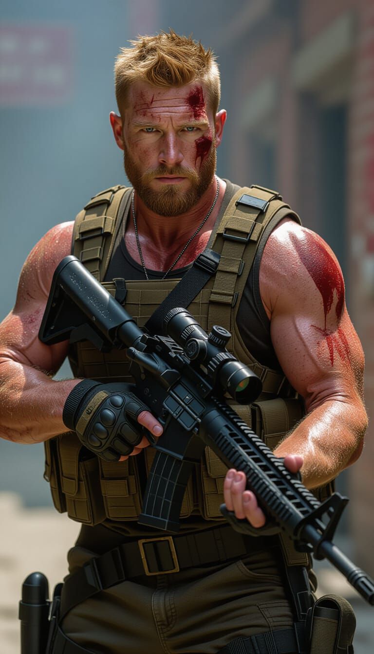 Gritty Zombie Hunter in Cinematic Film Still