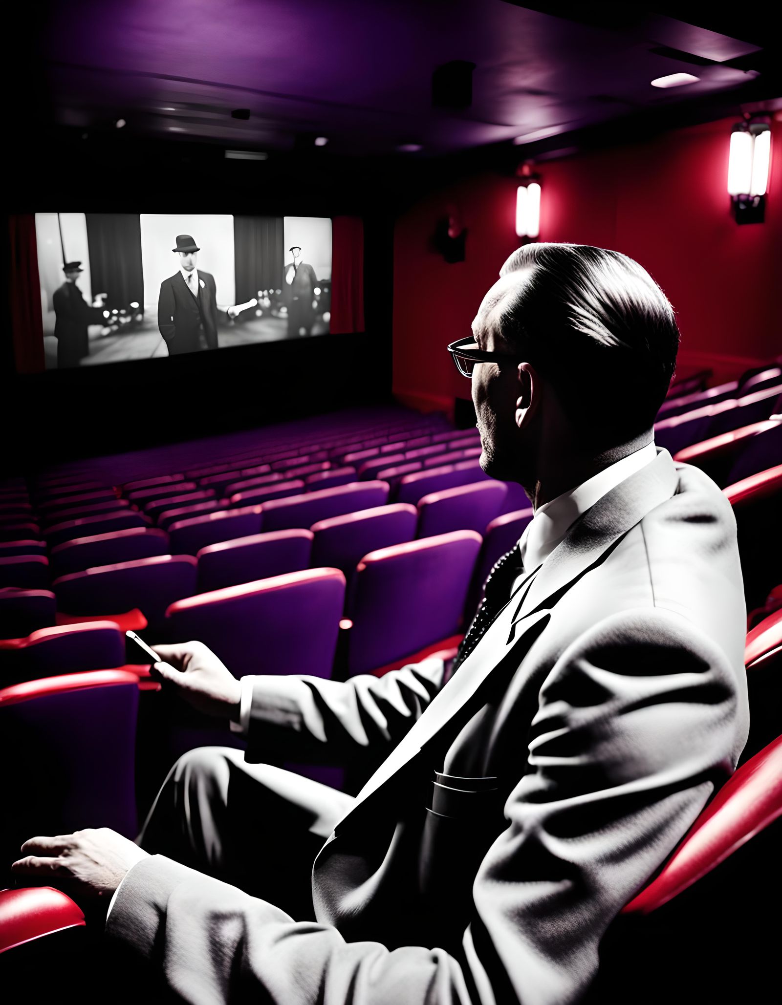 Detective Watches 1920s Film: Selective Color Photo