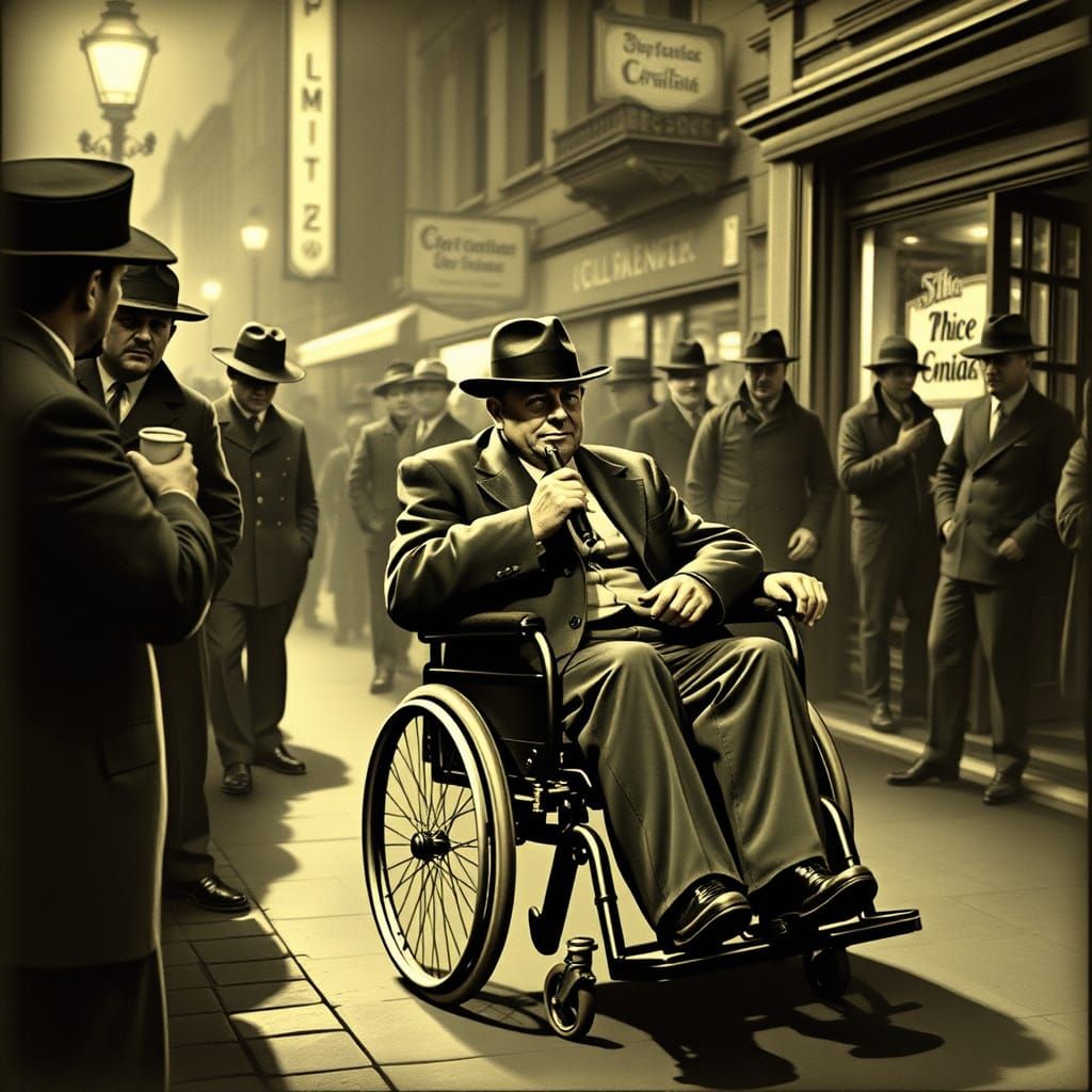 Vintage Prohibition Era Mafioso in Wheelchair