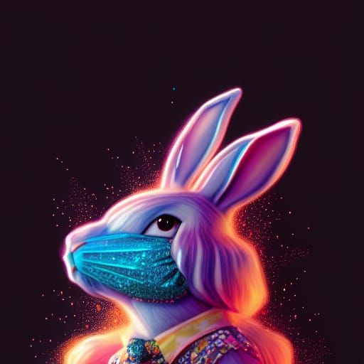 Hyperdetailed Glittery Magician Bunny Explosion
