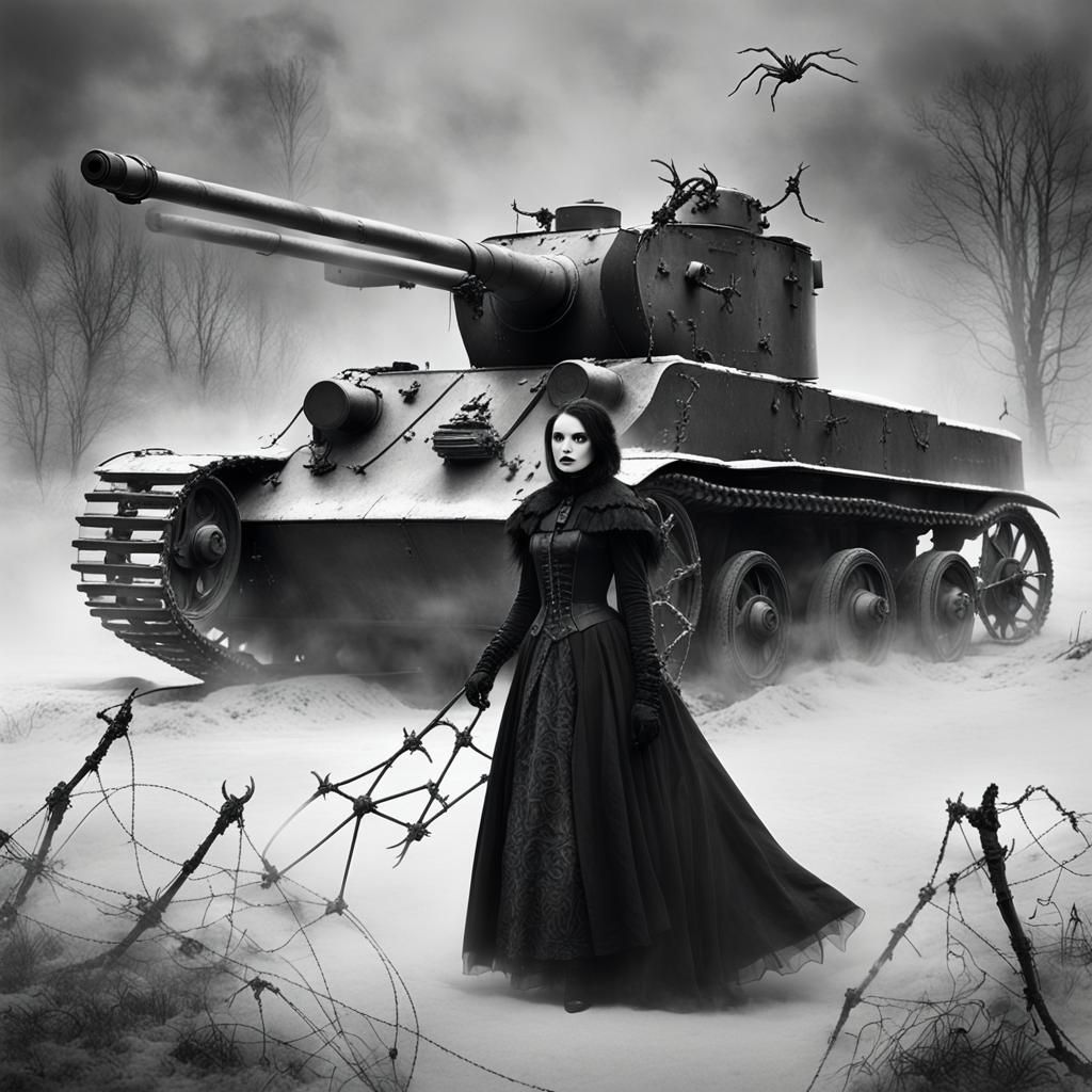 Gothic Model in a Nightmarish Landscape