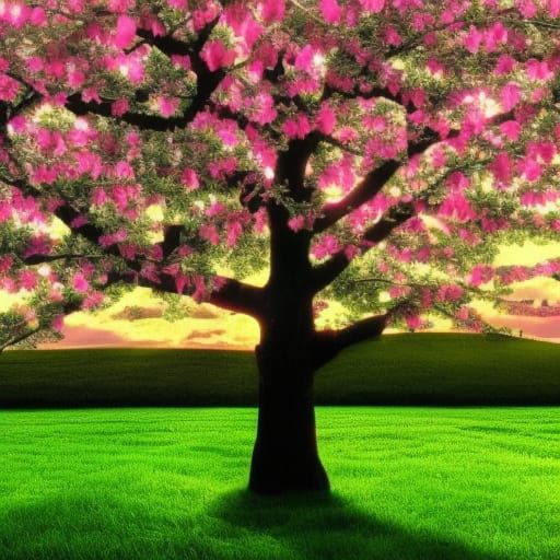 Synthwave Apple Tree with Black Fruit