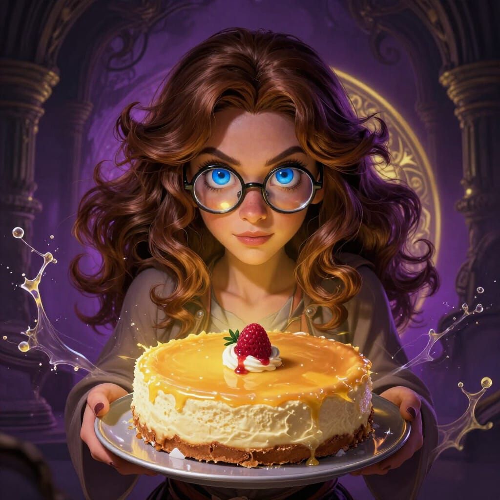 Fantasy Gnome Baking Cheesecake in Detailed Concept Art Styl...