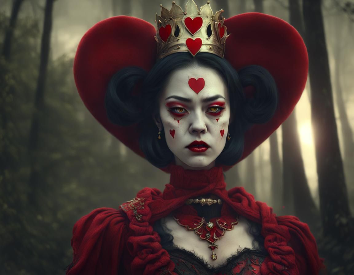 Sinister Queen of Hearts Portrait in Fantasy Style