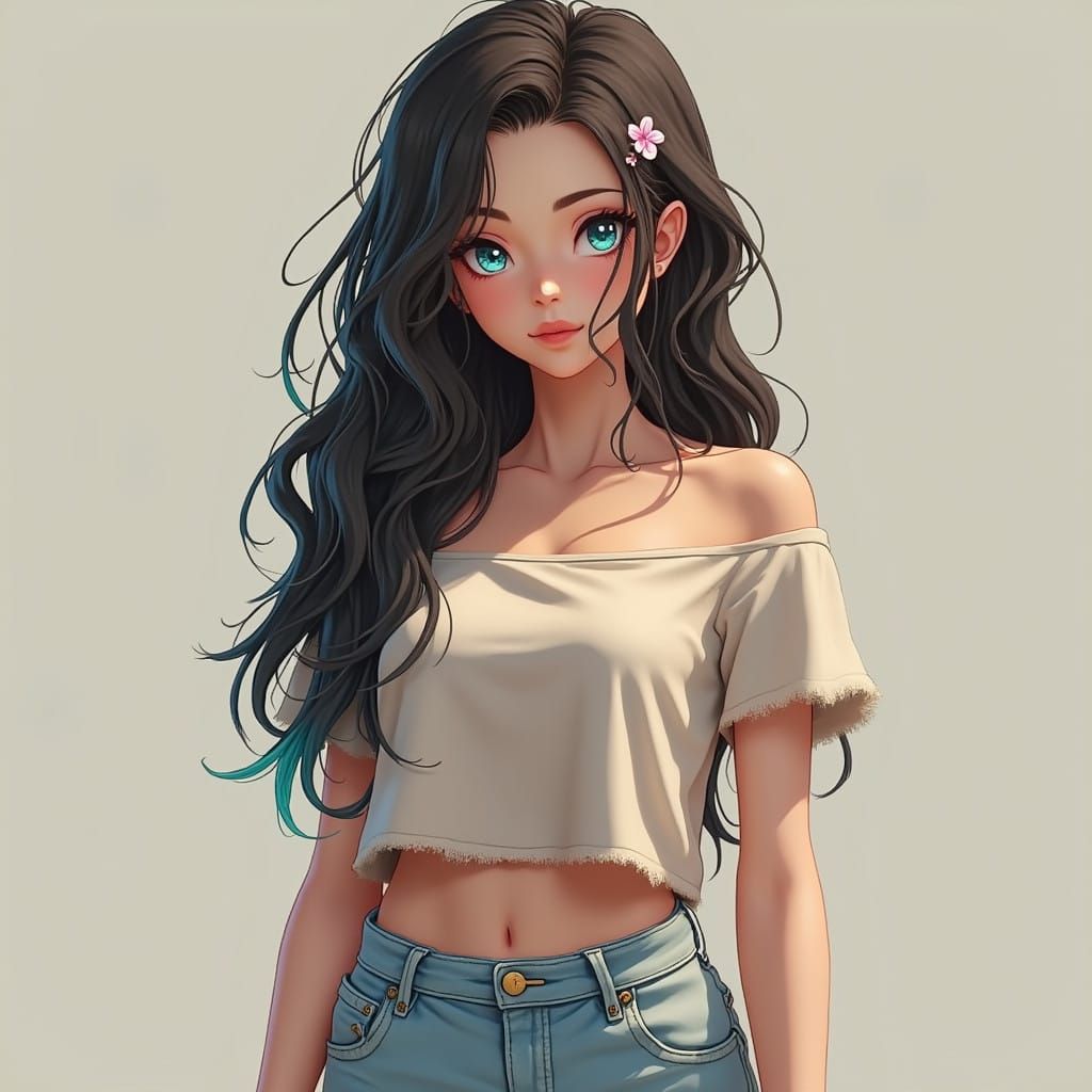 Anime-Inspired Girl in Cherry Blossom Grove