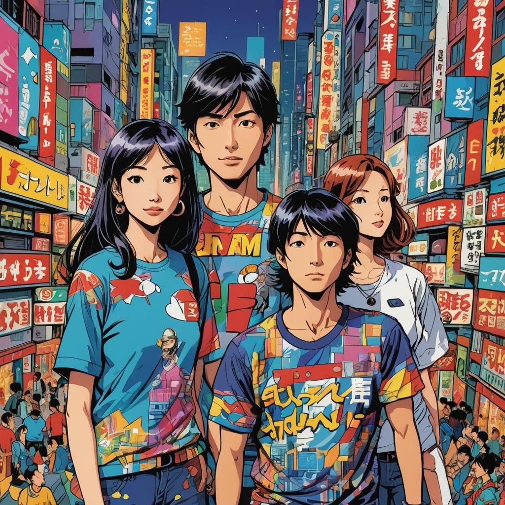 Pop Art Illustration of Perman and Friends in Cityscape