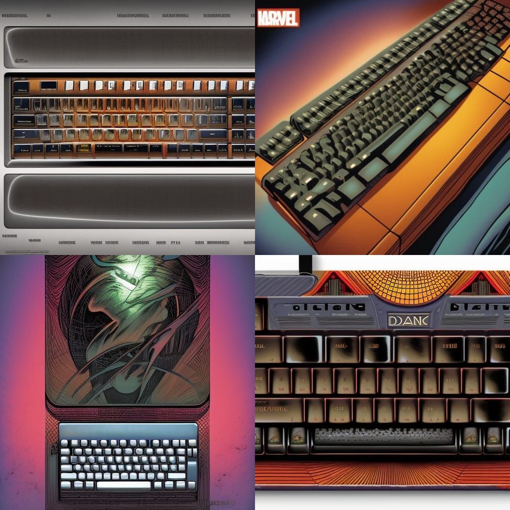 Keyboard in Comic Book Art Style