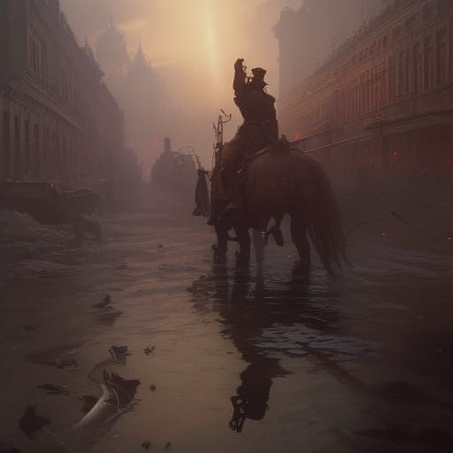 America Russia War in Dark Fantasy Style