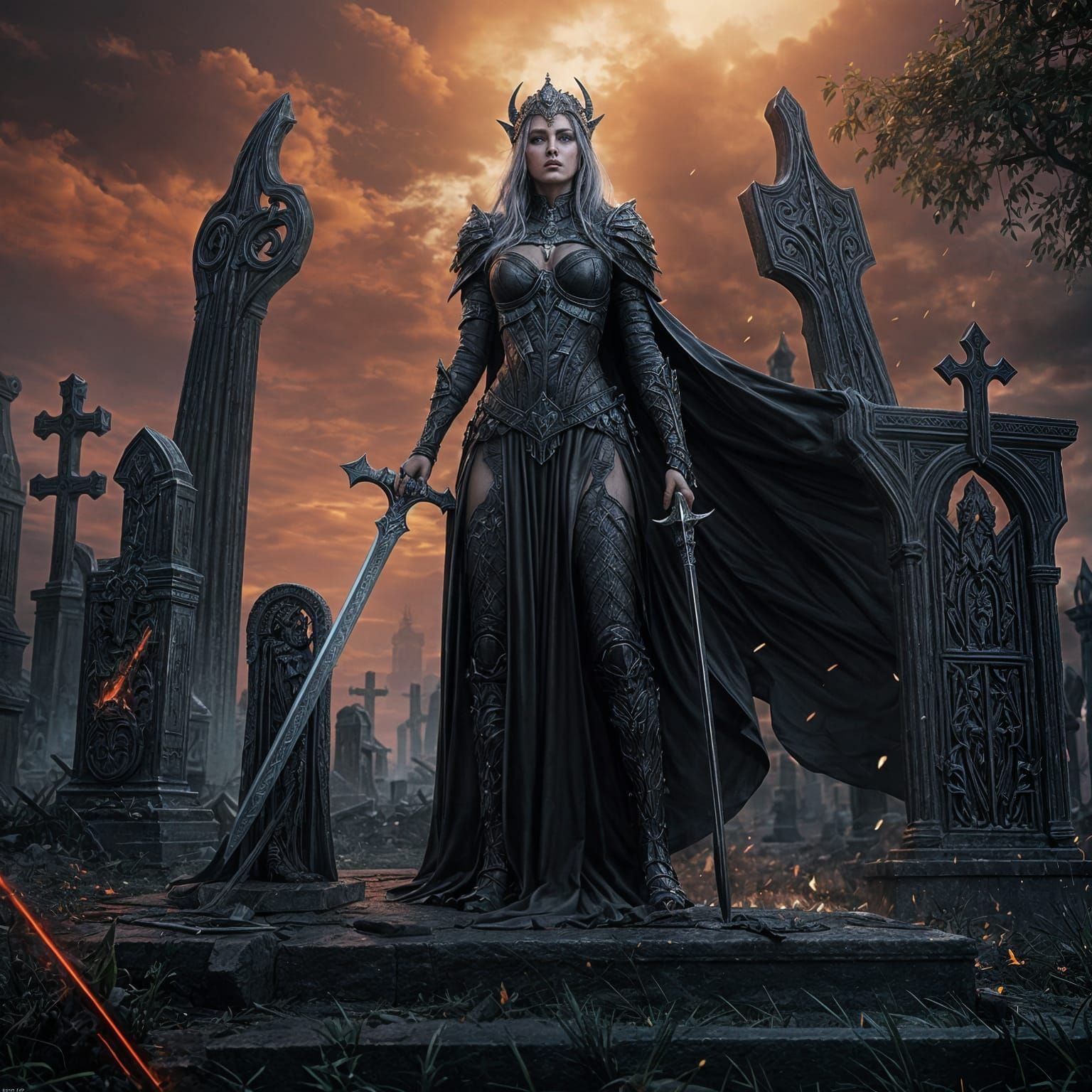 Beautiful Ereshkigal Goddess of Death Wearing all Black Wiel...