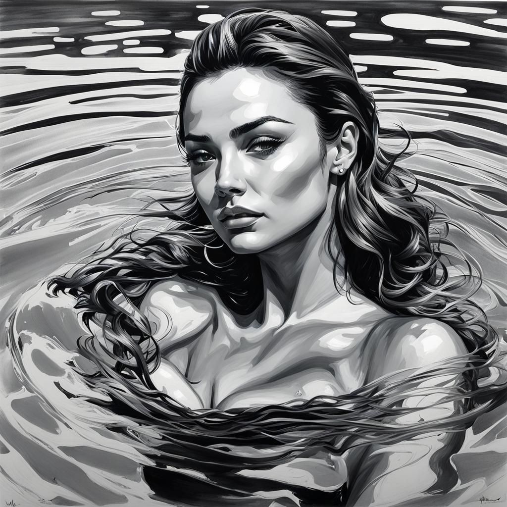Glass Miranda Kerr Pencil Drawing with Tattoos