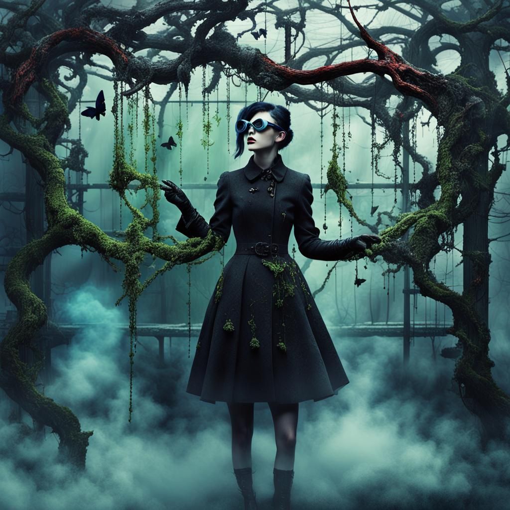 Gothic Model in VR: Black and White Fantasy