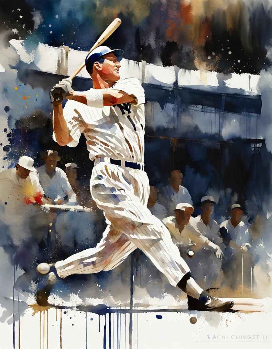 Baseball Batter in Watercolor Style
