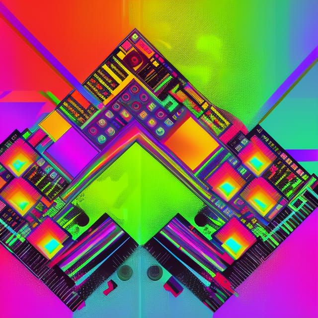 Vibrant Glitch Art of a Non-Stop DJ Mixer