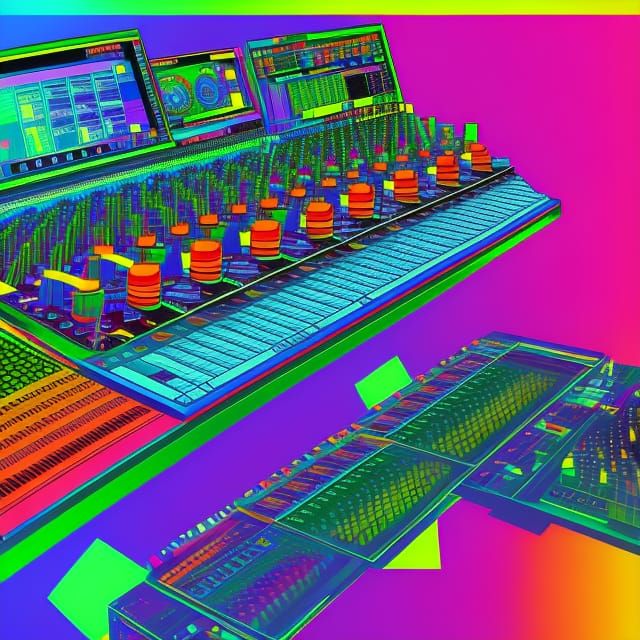Hyper Detailed Glitch Art of a Non-Stop Mixer