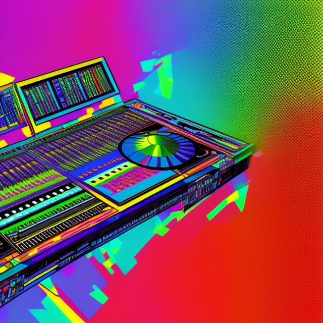 8K Digital Art of a Glitching DJ Mixer in Continuous Mix