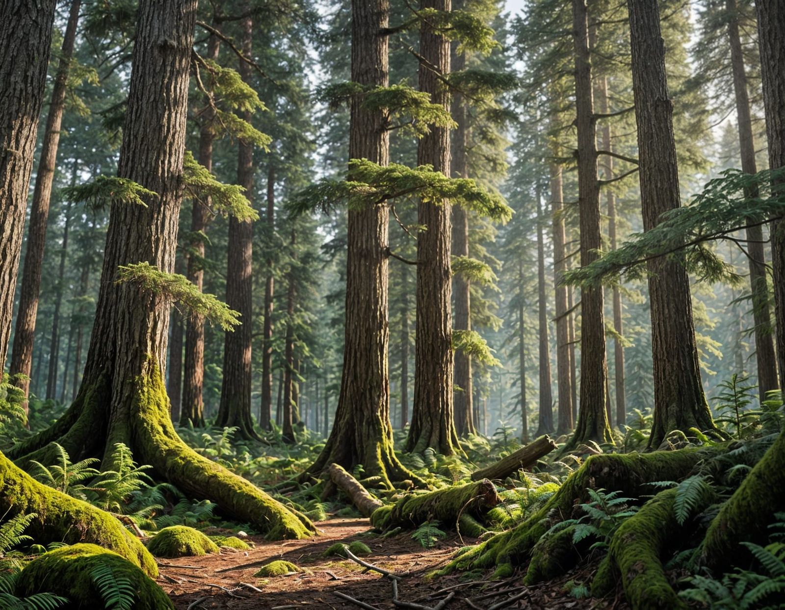 Majestic Ancient Forest Landscape in Hyperrealistic Detail