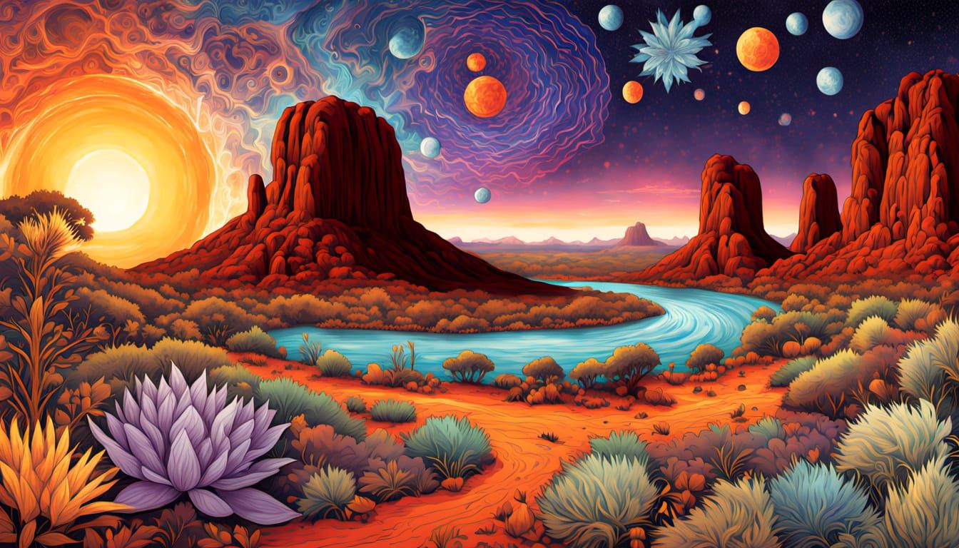 Sacred Australian Bloom Unfolds in Hypnotic Quantum Landscap...