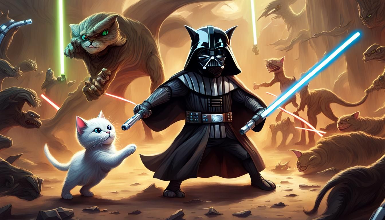 Jedi-Cat vs Darth Vader: Cyber Dinosaur Battle