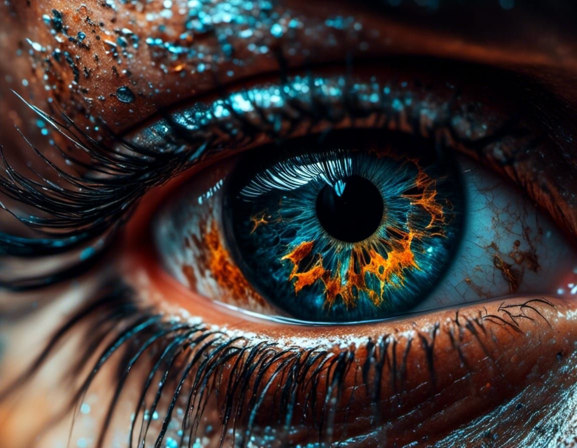 Hyperrealistic Eye Macro with Vibrant Color Reflections