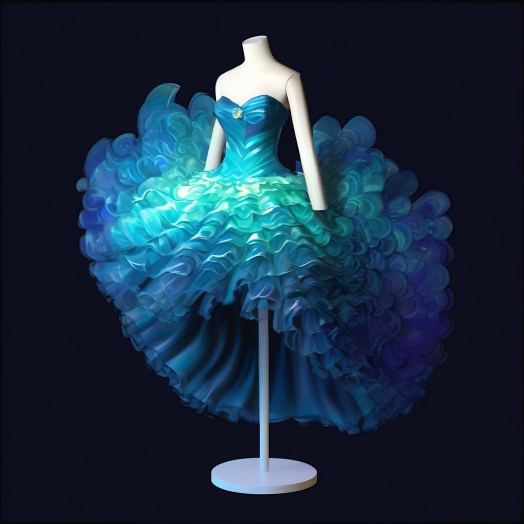 Ultramaximalist Digital Dress Design in Vibrant, Dreamlike B...