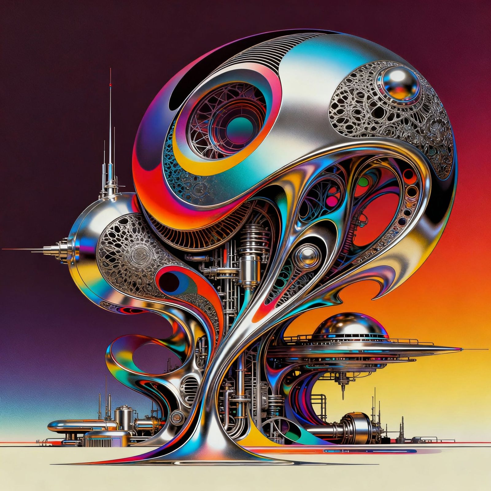 Abstract Future Fusion: Kandinsky Meets Syd Mead