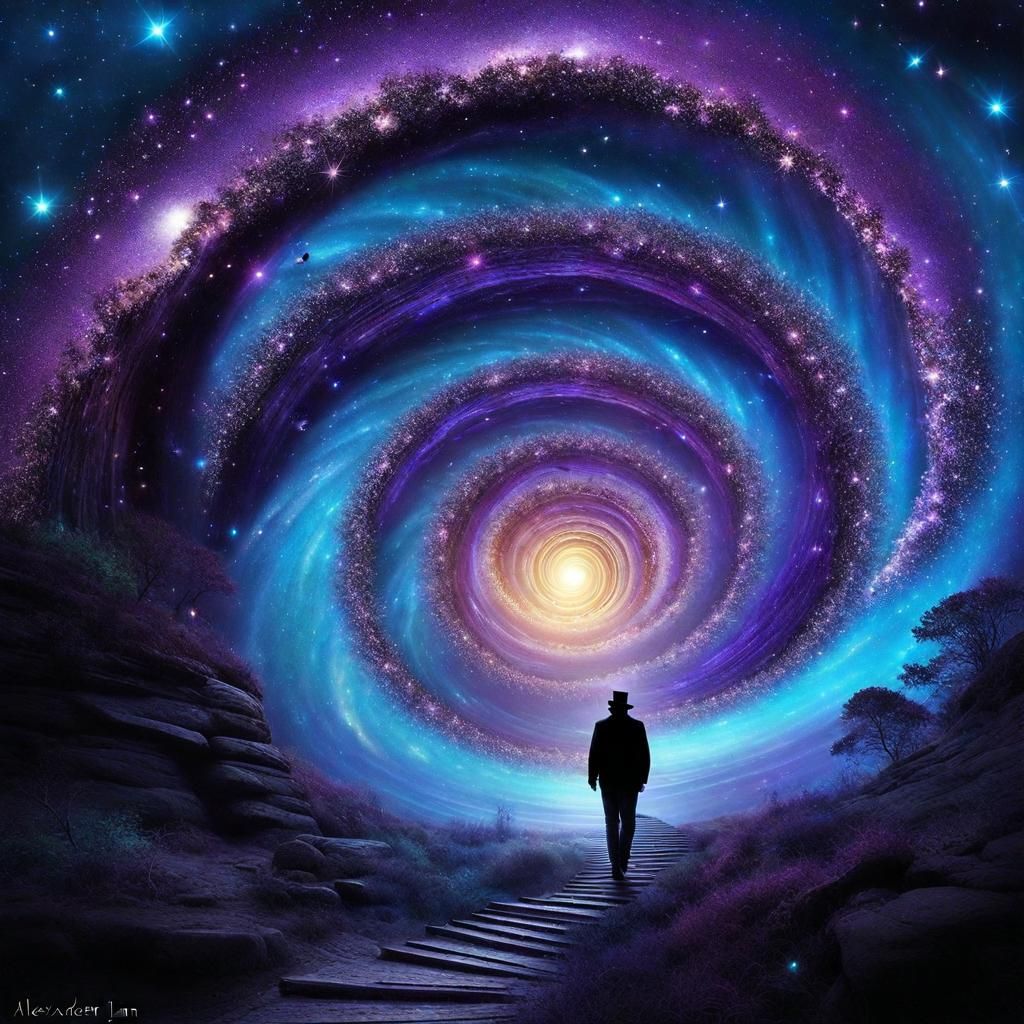 Surreal Star Portal with Bioluminescent Crystals