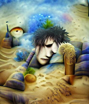 Ethereal Sandman in Dreamlike Landscape