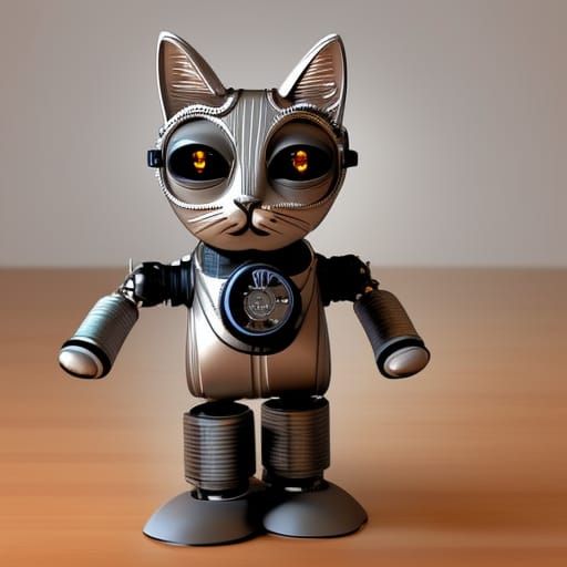 Steampunk Robotic Cat in Futuristic Design