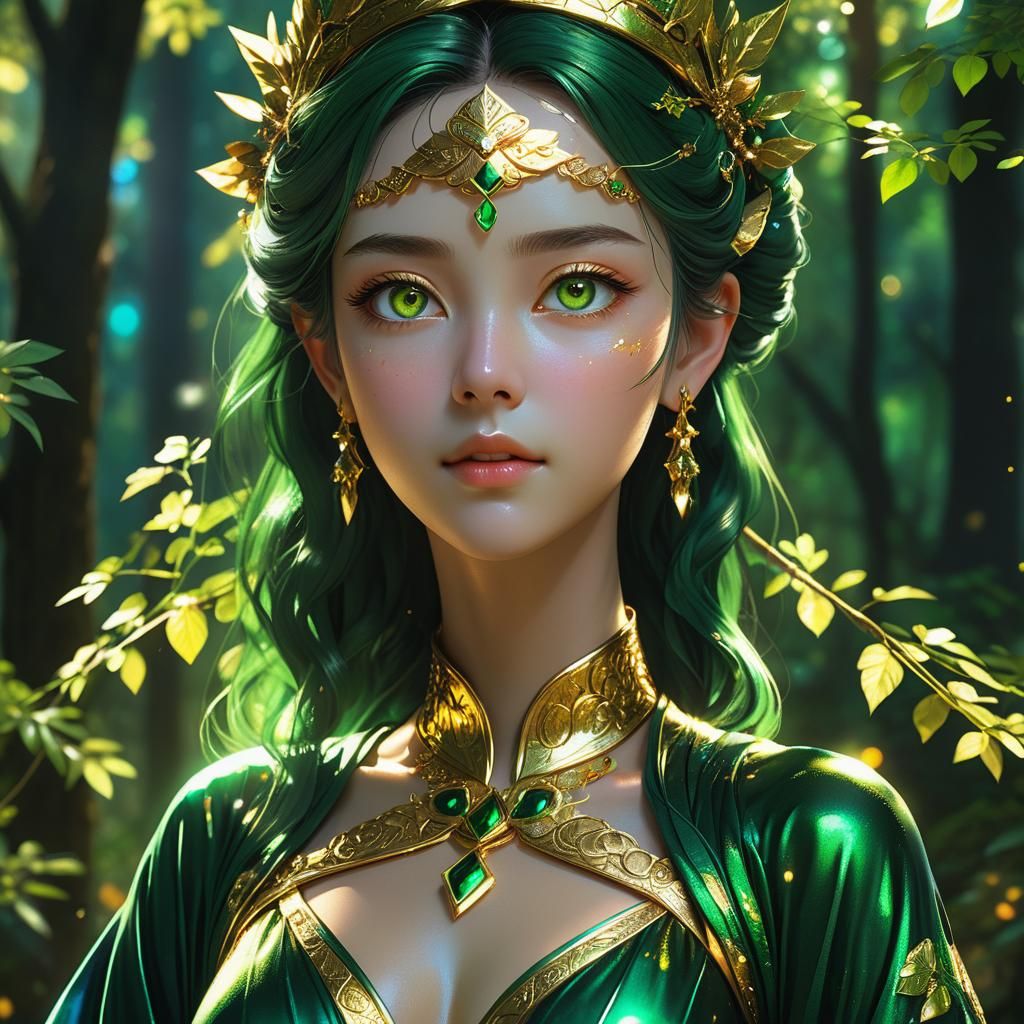 Nature Goddess Portrait in Hyper-Realistic 3D Anime Art