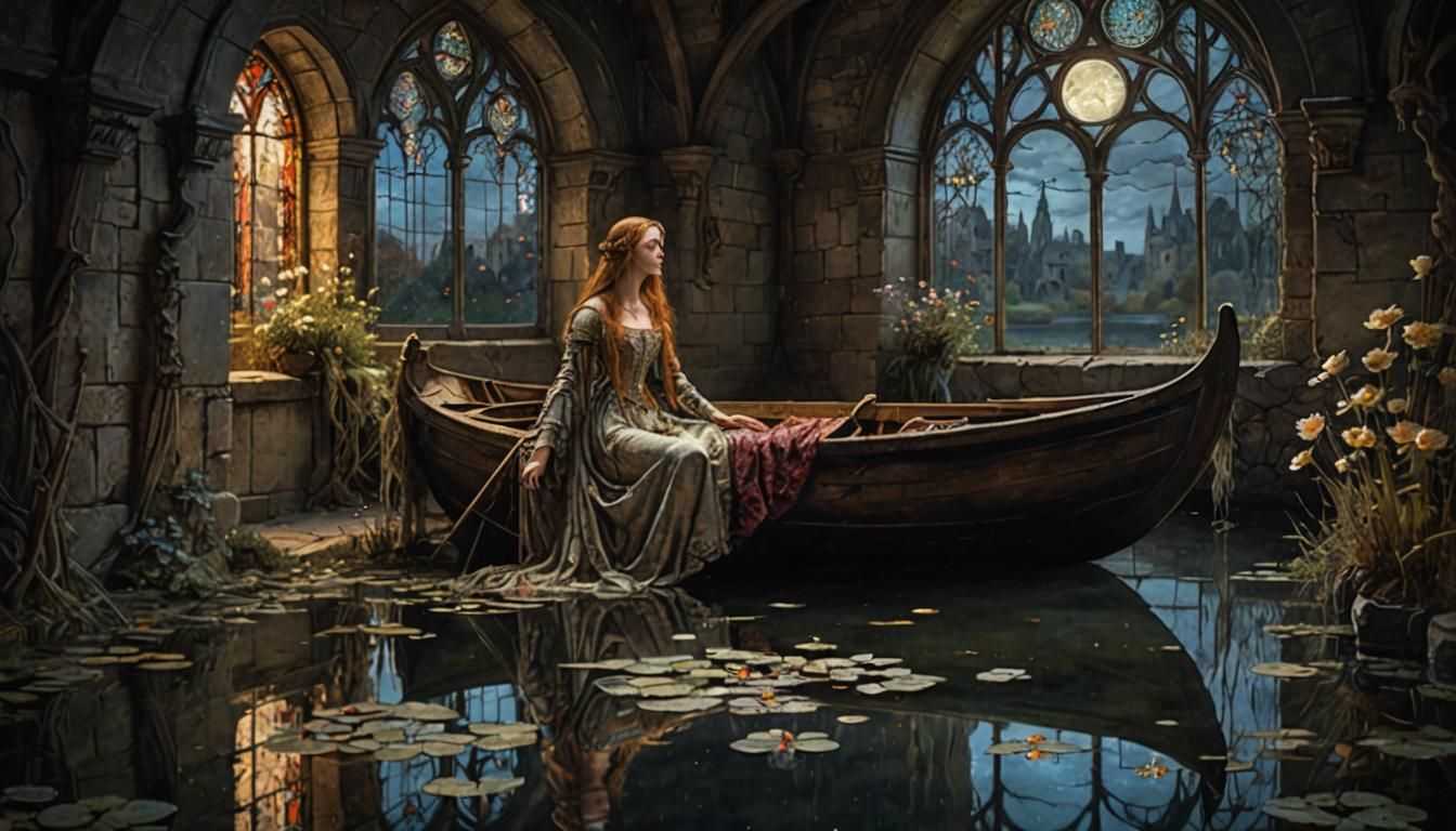 Lady of Shalott in Impressionist Realism Style