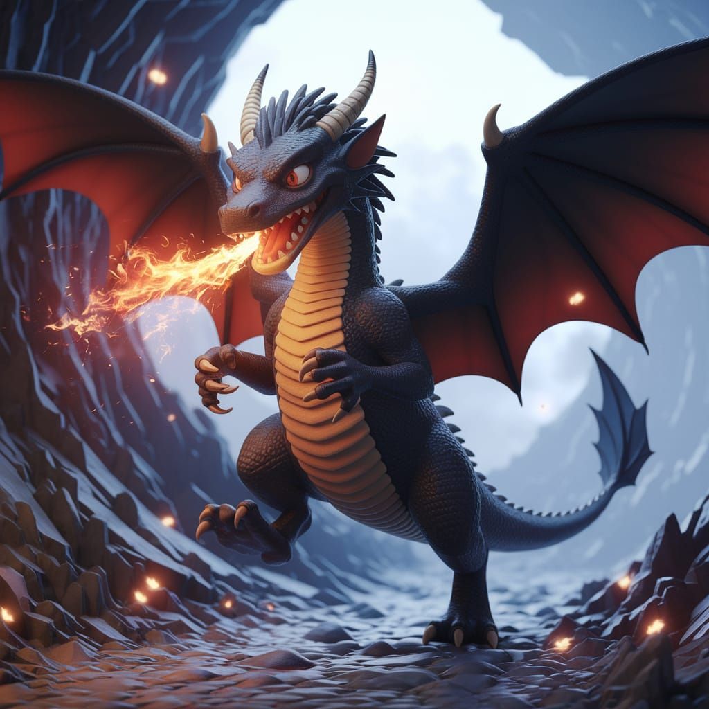 Mischief-filled Wyvern Leaps Forward in Vibrant Anime Style