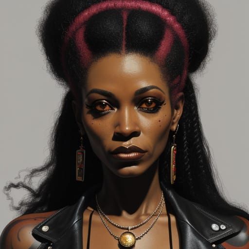 Gritty Pulp Punk Goddess in Dark Surreal Colors