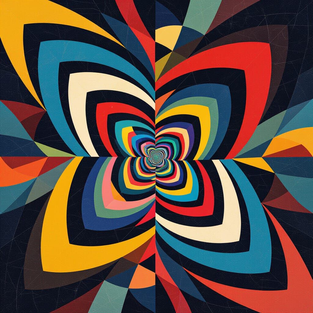 Distorted 3D Space: Abstract Vector Fractal Art