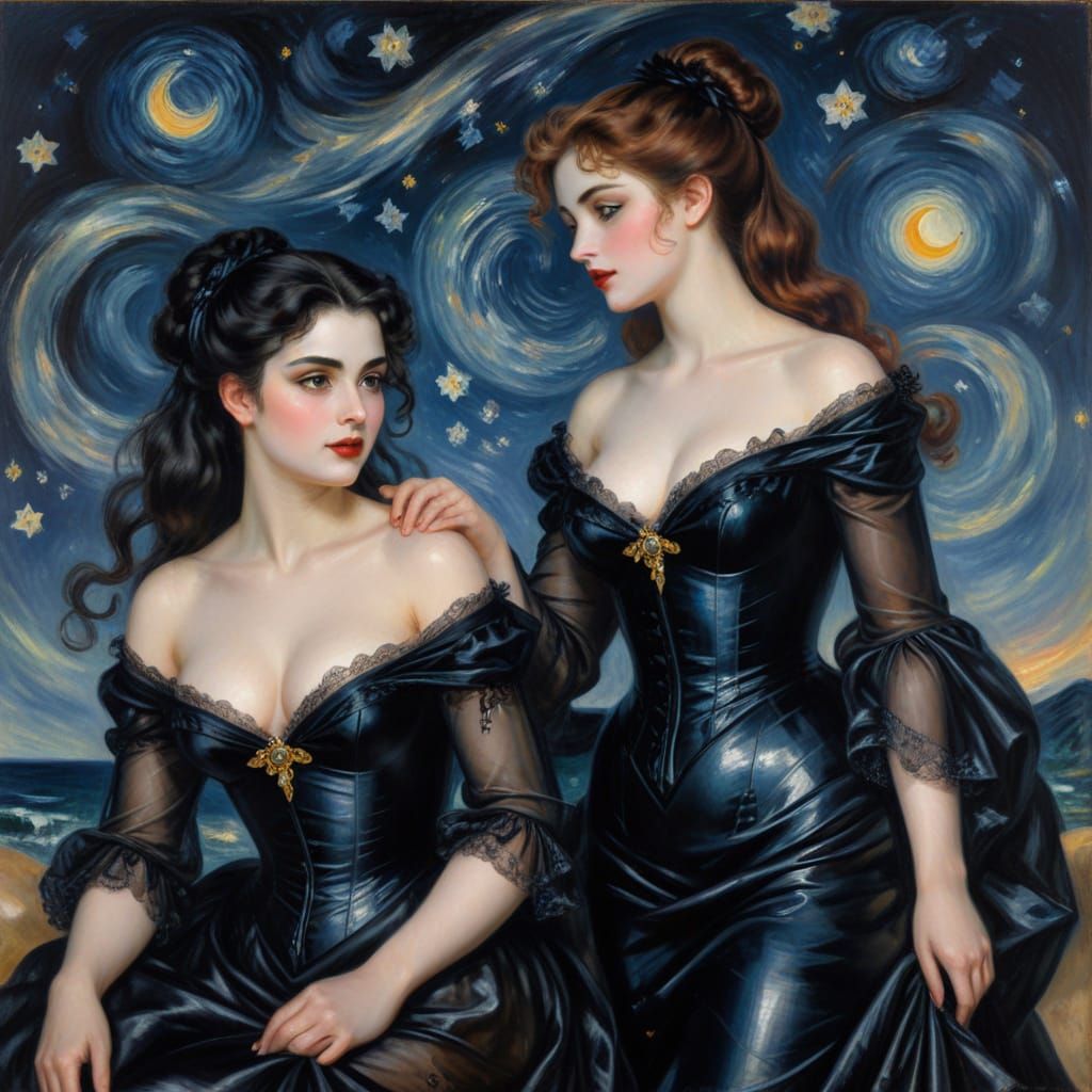 Impressionist Painting: Ladies in Starlight