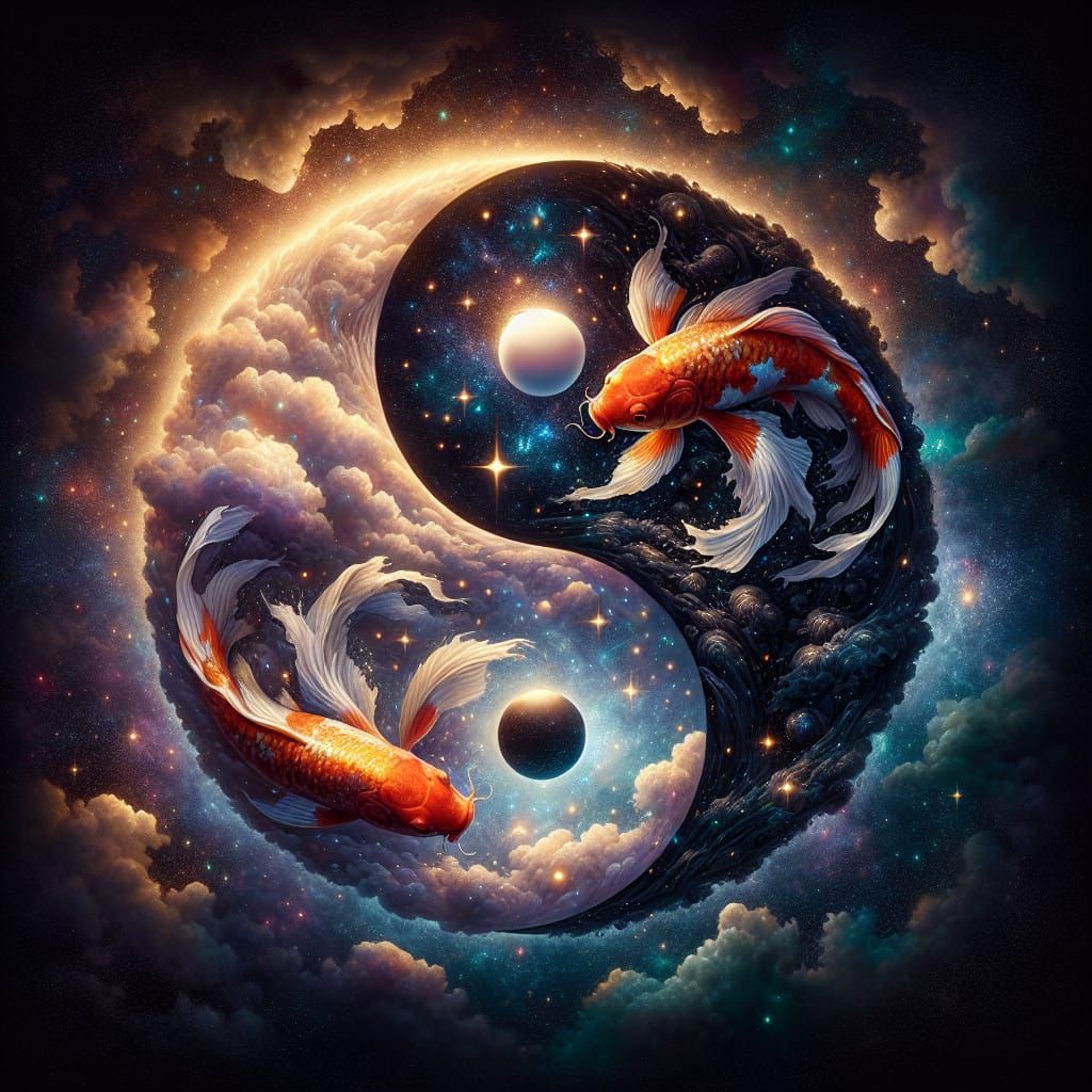 Cosmic Koi: Yin and Yang in a Starry Expanse