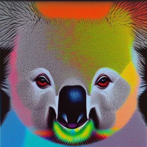 Abstract Geometric Koala in Multicolored Portrait Style