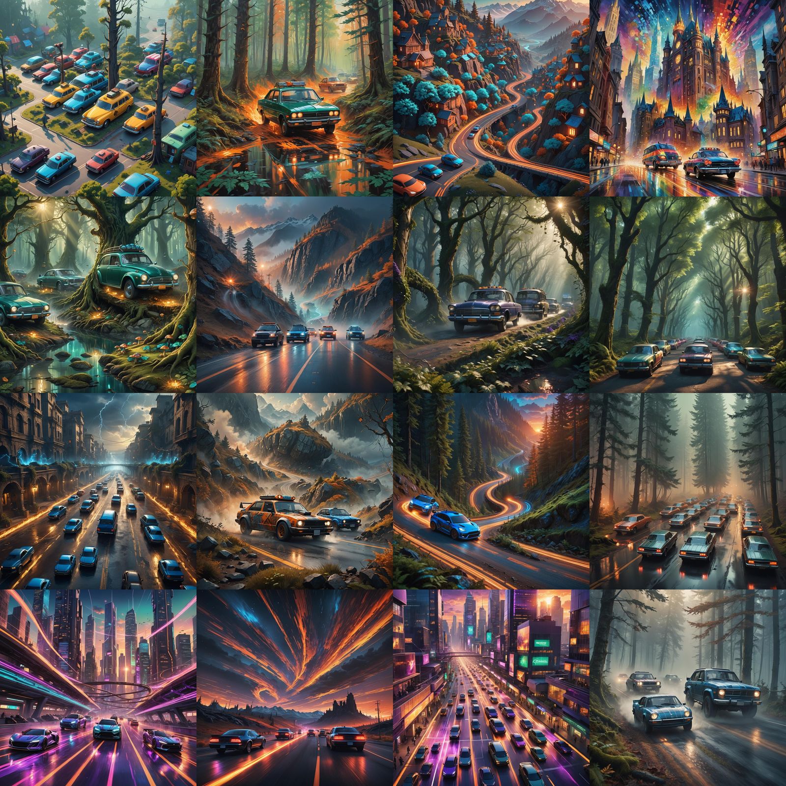 Plaid Cars in Detailed Matte Painting