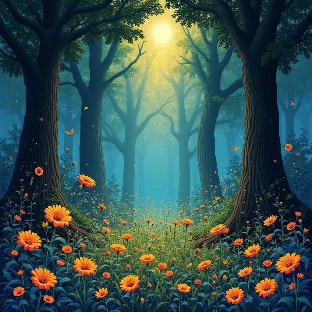 Mysterious Forest Creature in Surreal Style