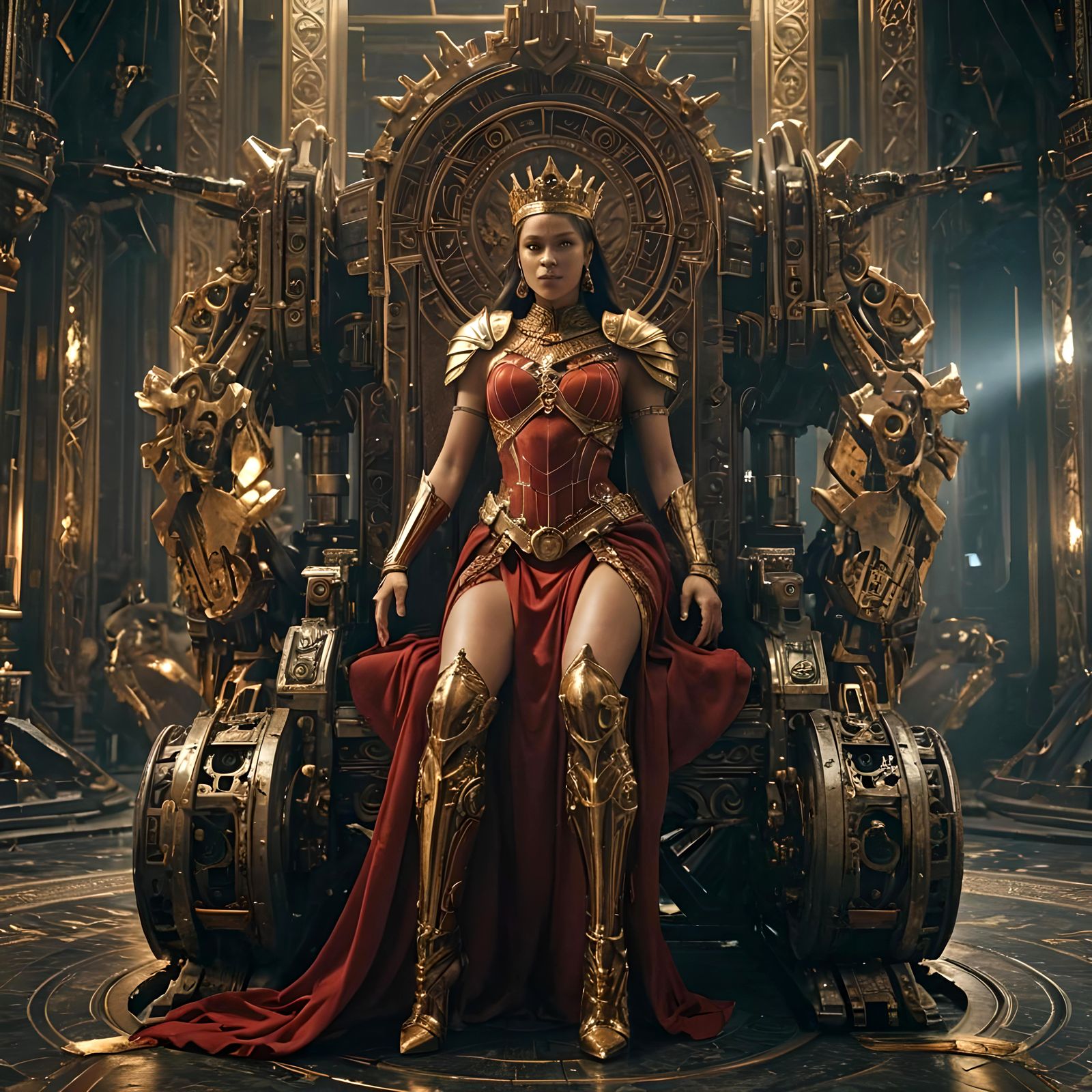 Spartan Queen in Futuristic Throne Room