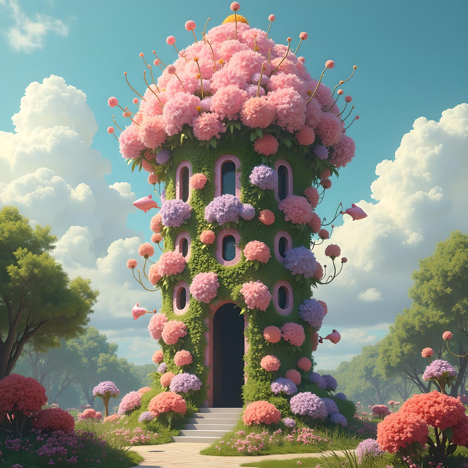 Gorgeous Tower Made of Flowers