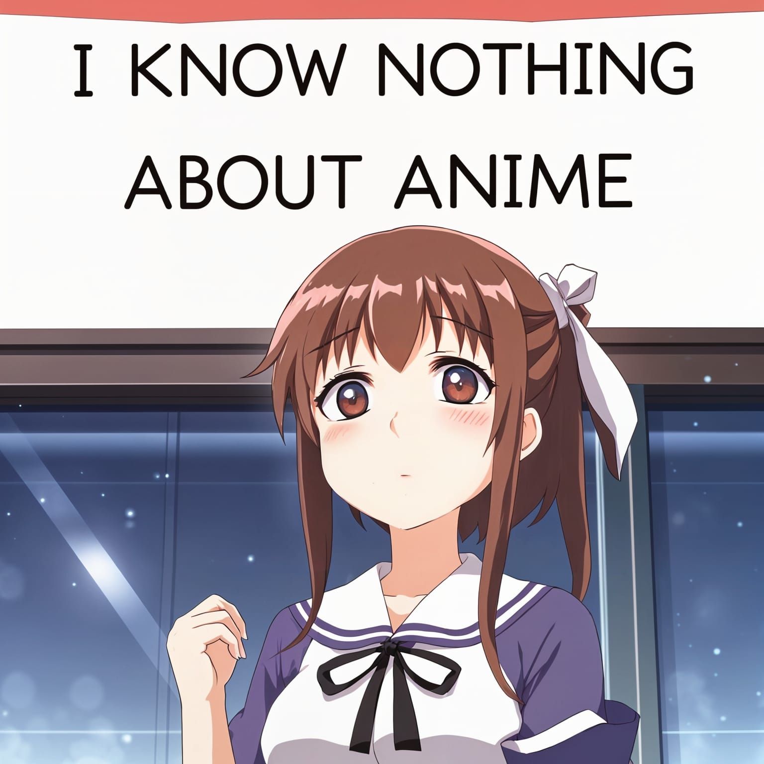 Realistic Anime Girl Portrait in a Text Banner Style