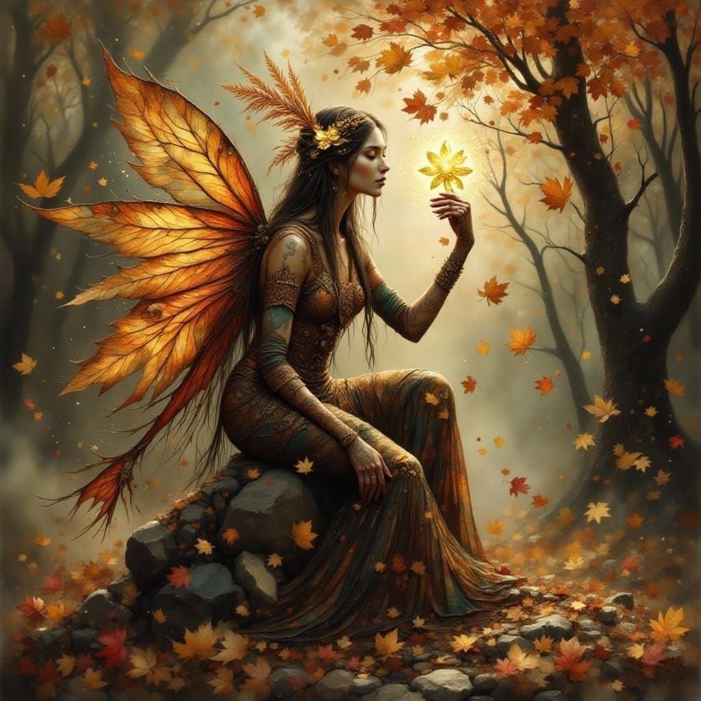Autumn Fairy Shaman in Cloisonne Style