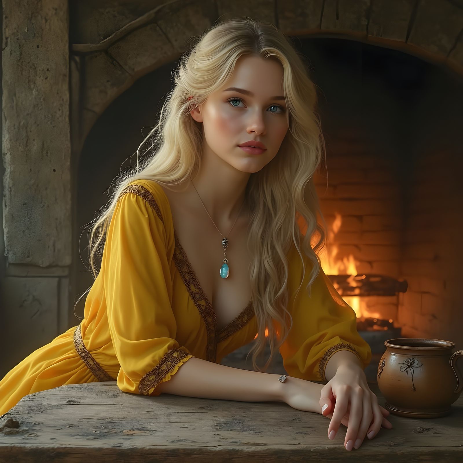 Norse Goddess of Forbidden Love in Wistful Repose